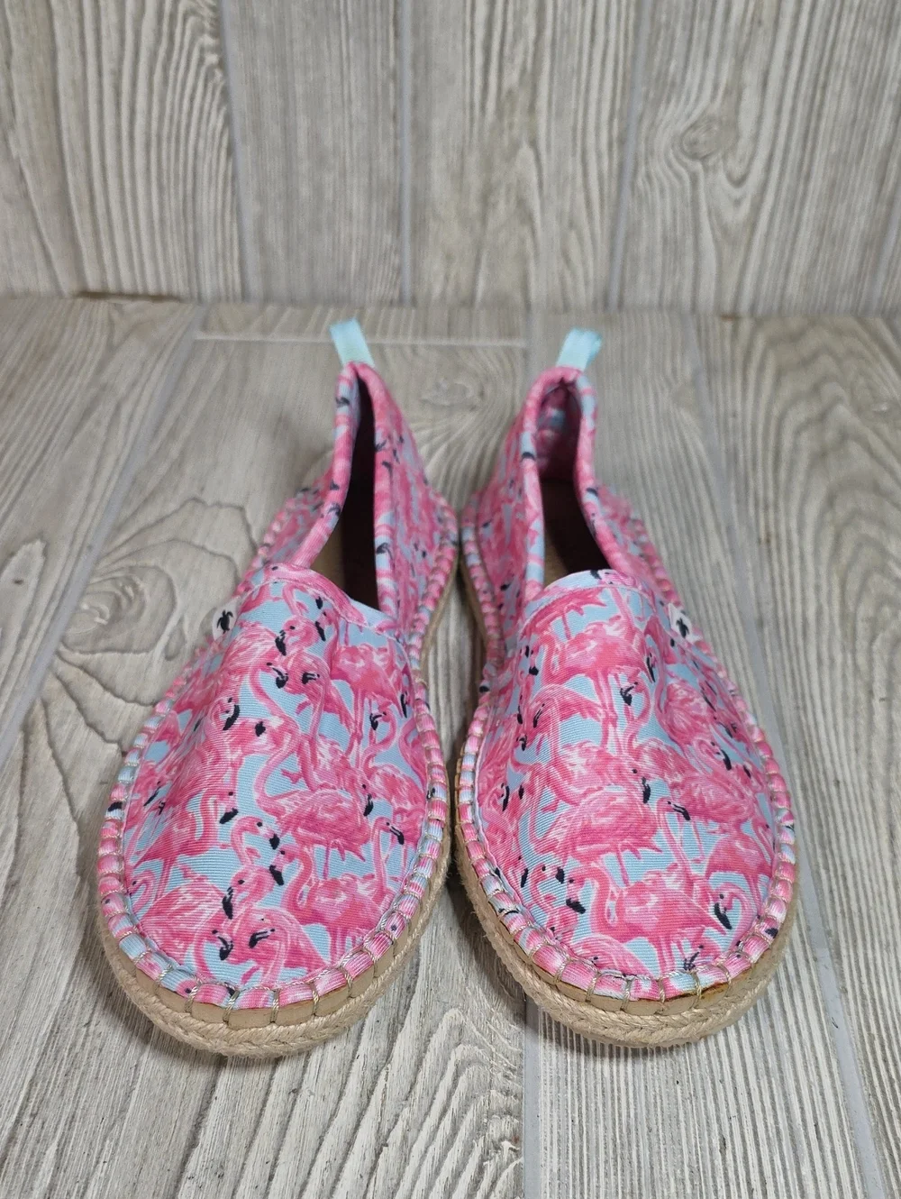Simply Southern Espadrille Vibrant Flamingo Pattern Slip On Shoes Womens 6